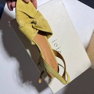 Joie Chartreuse Suede Knotted Slingback Mules